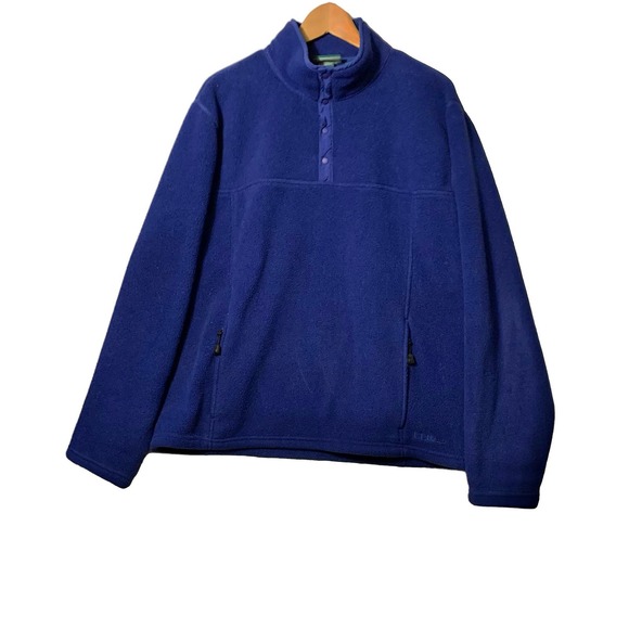 LL Bean blue fleece snap pullover polartec men’s small - Picture 1 of 6